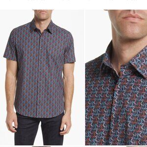 NWT - Stone Rose - Floral Short Sleeve Stretch Button-Up Shirt - Size: Medium
